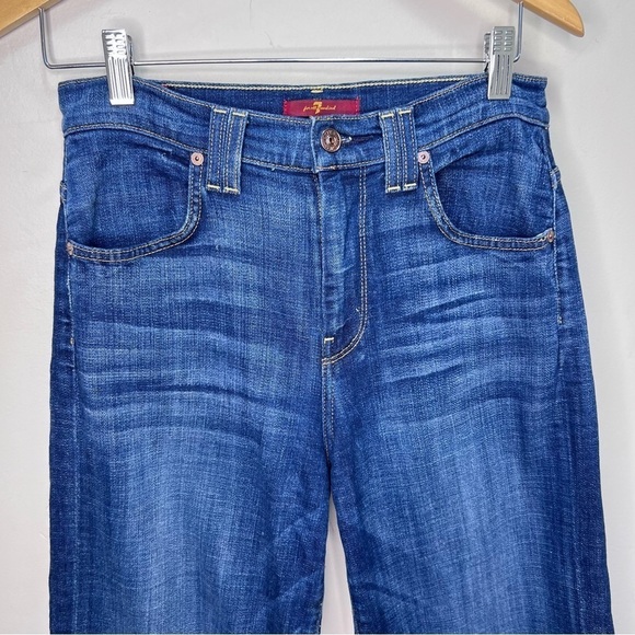 7 For All Mankind Wide Leg Capris Raw Hem High Rise Size 26 - Picture 5 of 12